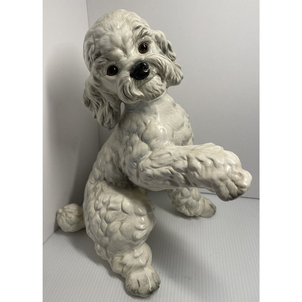 Large vintage white poodle puppy Goebel 12 inches tall over 3 lbs Dog Figure